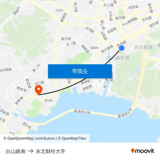 白山路南 to 东北财经大学 map