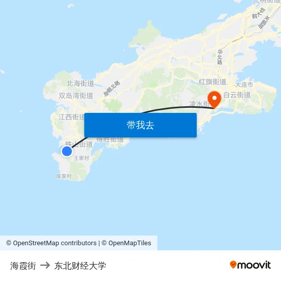 海霞街 to 东北财经大学 map