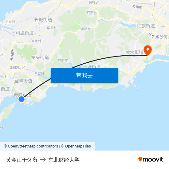 黄金山干休所 to 东北财经大学 map