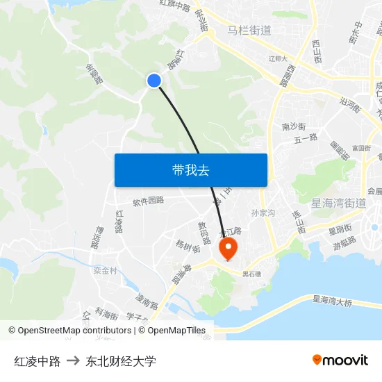 红凌中路 to 东北财经大学 map