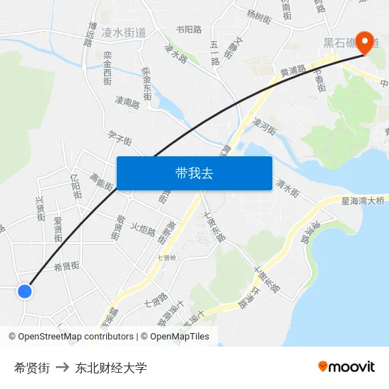 希贤街 to 东北财经大学 map