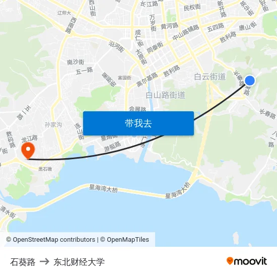 石葵路 to 东北财经大学 map