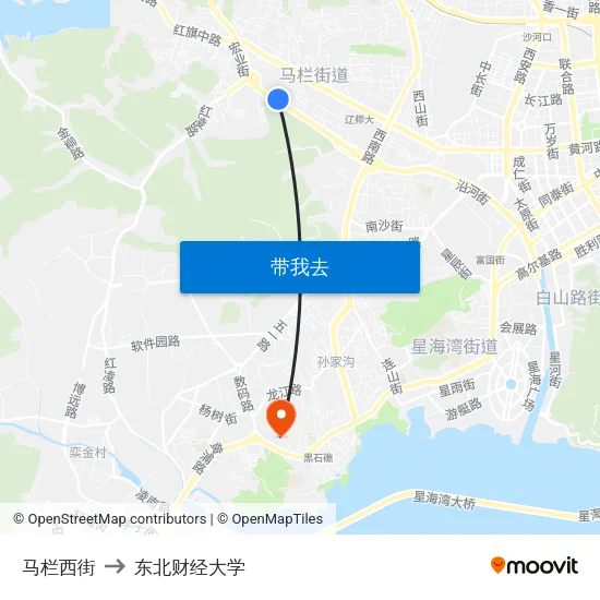 马栏西街 to 东北财经大学 map