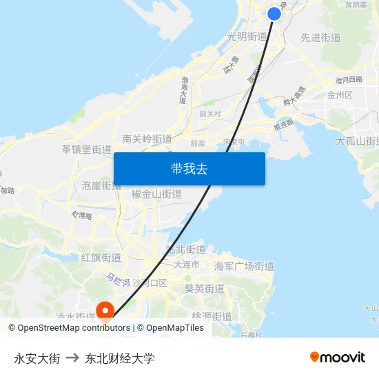 永安大街 to 东北财经大学 map