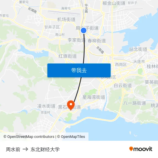 周水前 to 东北财经大学 map