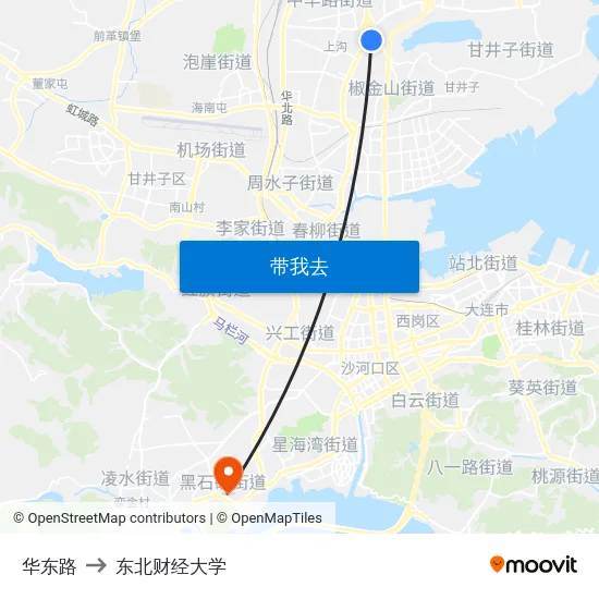 华东路 to 东北财经大学 map
