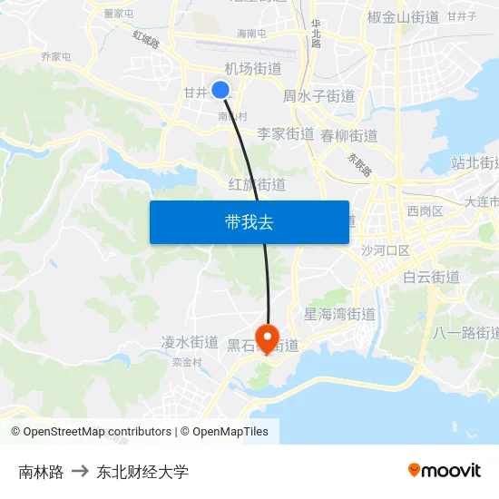 南林路 to 东北财经大学 map