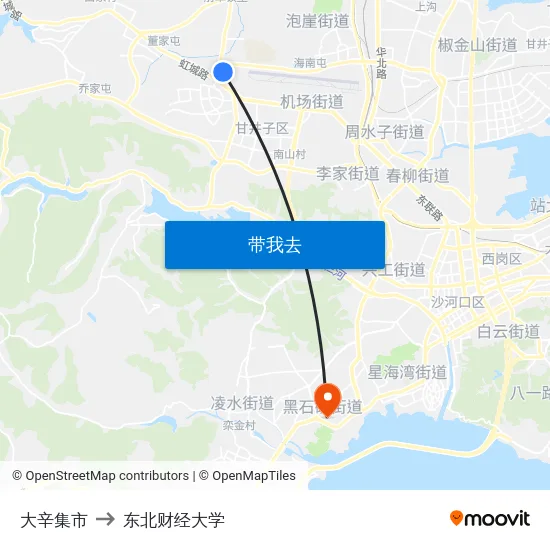 大辛集市 to 东北财经大学 map