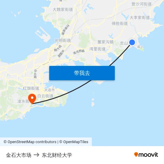 金石大市场 to 东北财经大学 map