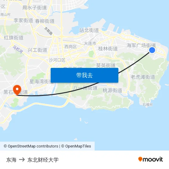东海 to 东北财经大学 map