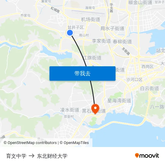 育文中学 to 东北财经大学 map