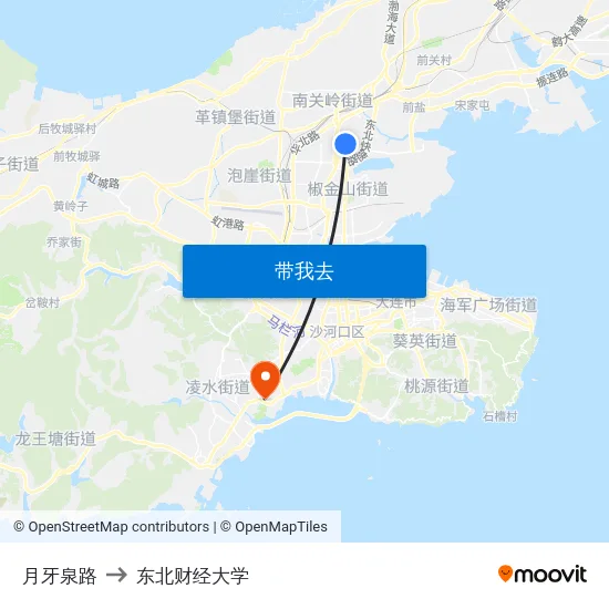 月牙泉路 to 东北财经大学 map