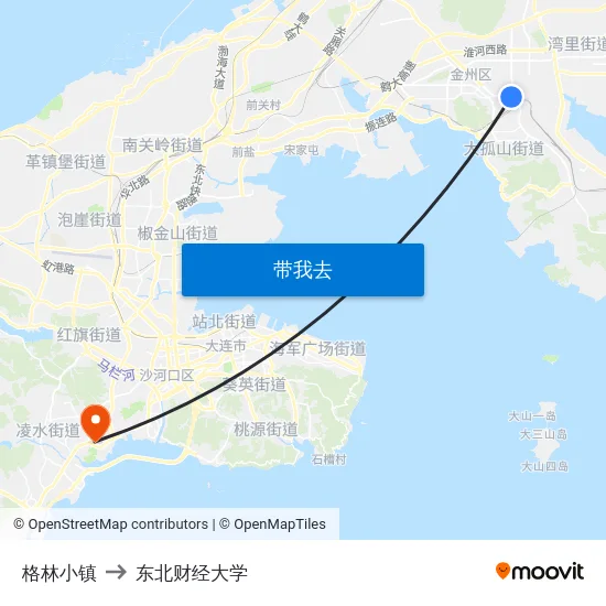 格林小镇 to 东北财经大学 map