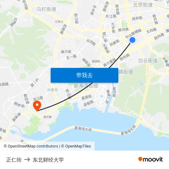 正仁街 to 东北财经大学 map