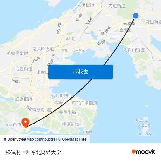松岚村 to 东北财经大学 map