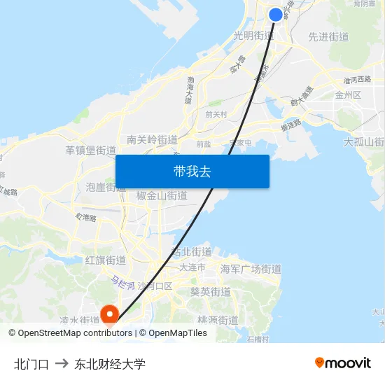北门口 to 东北财经大学 map
