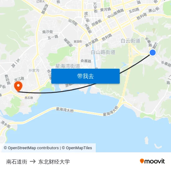 南石道街 to 东北财经大学 map