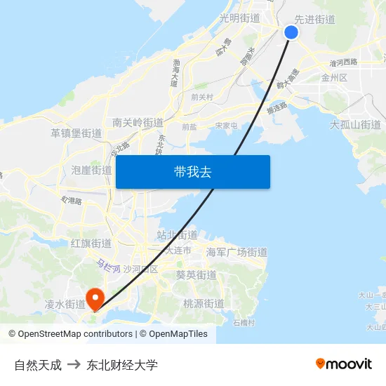 自然天成 to 东北财经大学 map