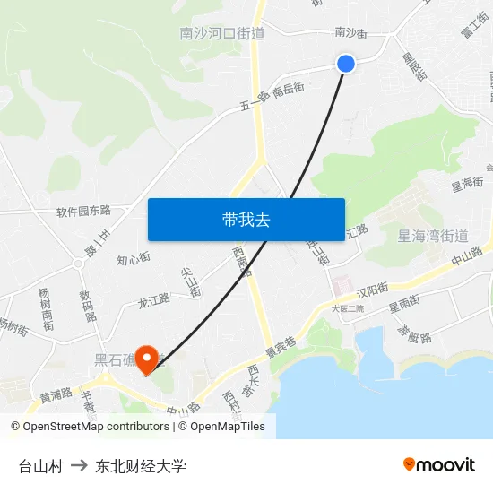 台山村 to 东北财经大学 map