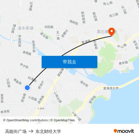高能街广场 to 东北财经大学 map