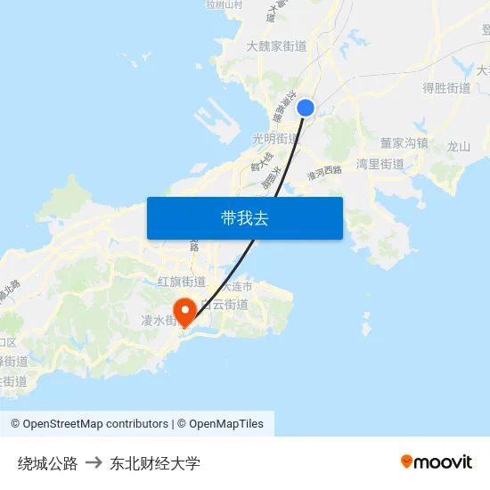 绕城公路 to 东北财经大学 map