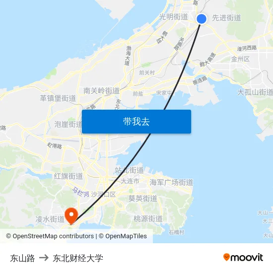 东山路 to 东北财经大学 map