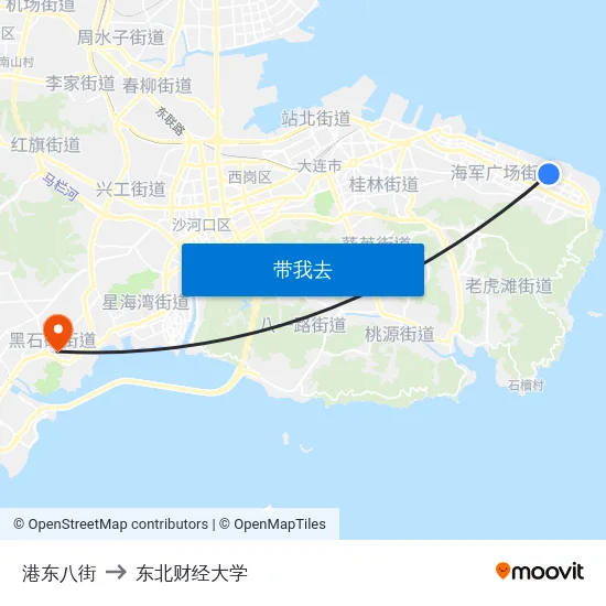 港东八街 to 东北财经大学 map