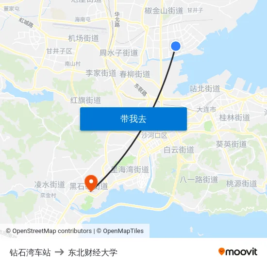 钻石湾车站 to 东北财经大学 map