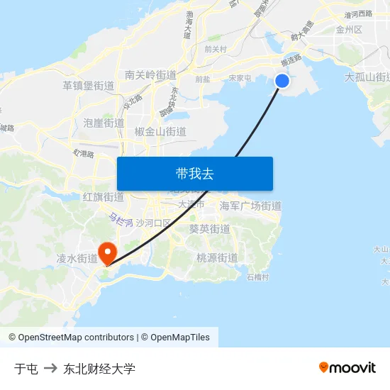 于屯 to 东北财经大学 map