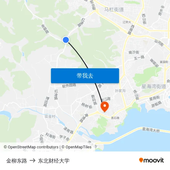 金柳东路 to 东北财经大学 map