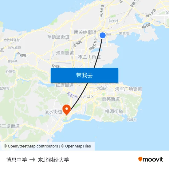 博思中学 to 东北财经大学 map