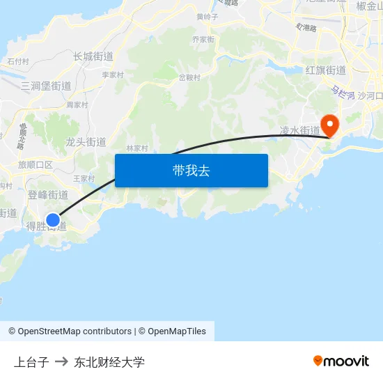 上台子 to 东北财经大学 map