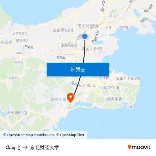 华南北 to 东北财经大学 map