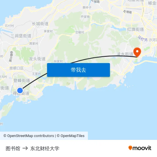 图书馆 to 东北财经大学 map