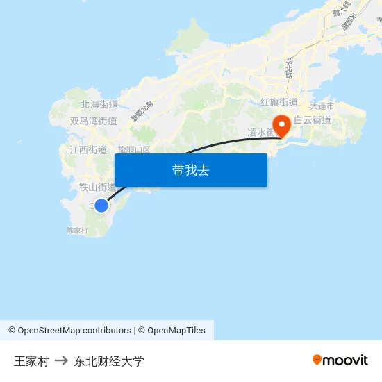 王家村 to 东北财经大学 map