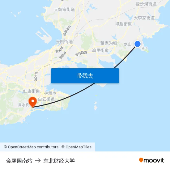 金馨园南站 to 东北财经大学 map