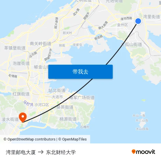 湾里邮电大厦 to 东北财经大学 map