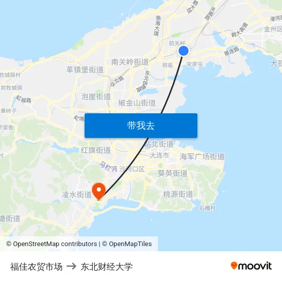 福佳农贸市场 to 东北财经大学 map