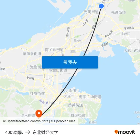 4003部队 to 东北财经大学 map