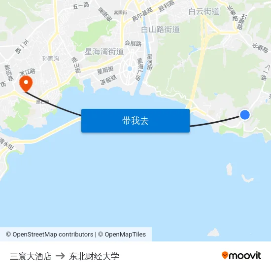 三寰大酒店 to 东北财经大学 map