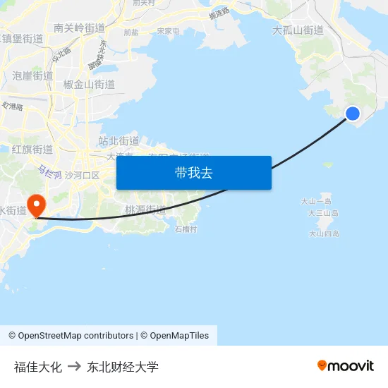 福佳大化 to 东北财经大学 map