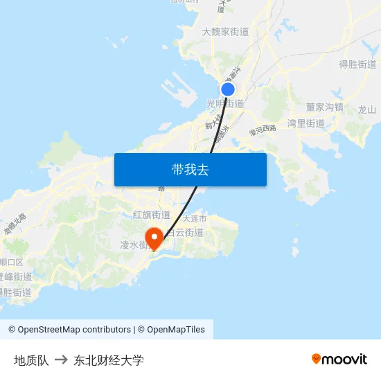 地质队 to 东北财经大学 map