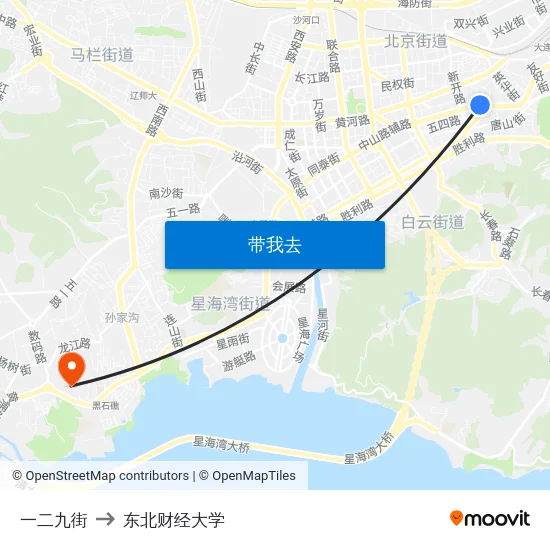 一二九街 to 东北财经大学 map