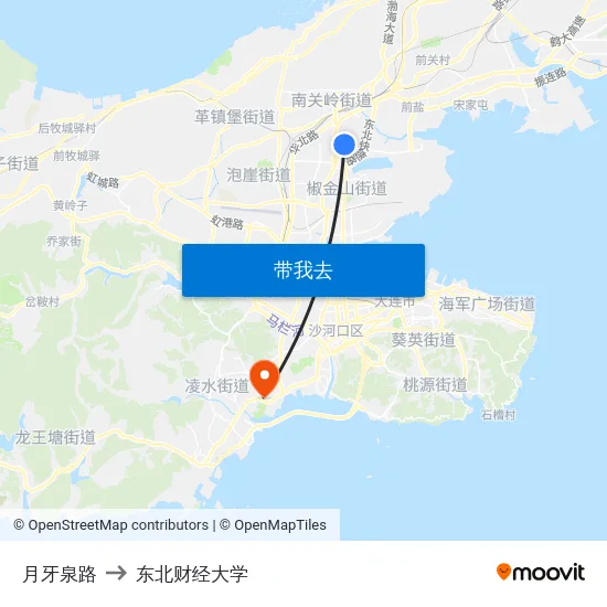 月牙泉路 to 东北财经大学 map