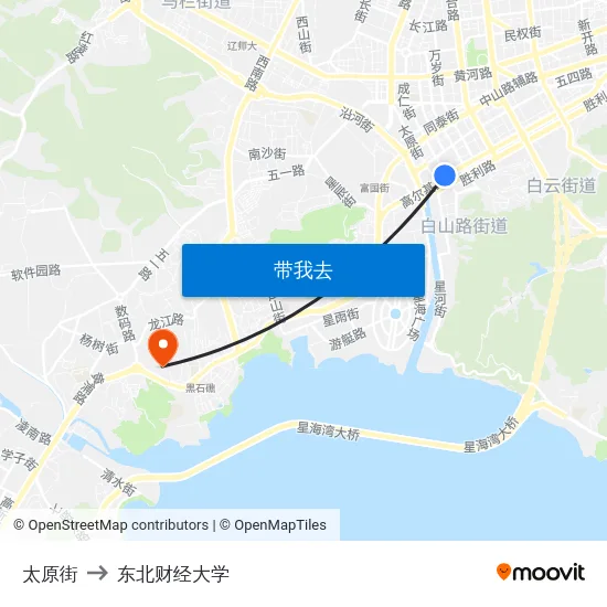 太原街 to 东北财经大学 map