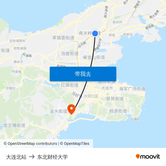 大连北站 to 东北财经大学 map