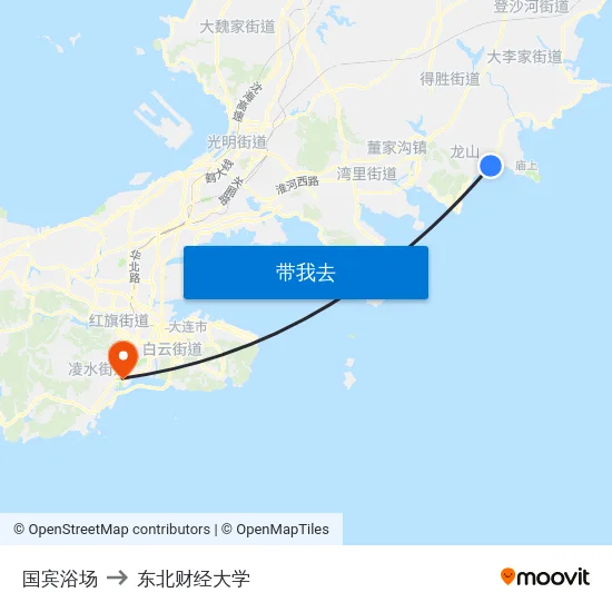 国宾浴场 to 东北财经大学 map