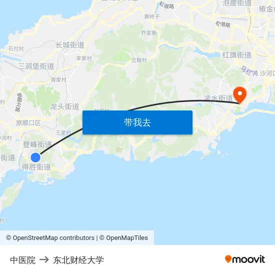 中医院 to 东北财经大学 map