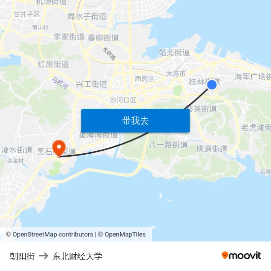 朝阳街 to 东北财经大学 map