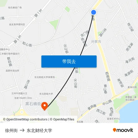徐州街 to 东北财经大学 map